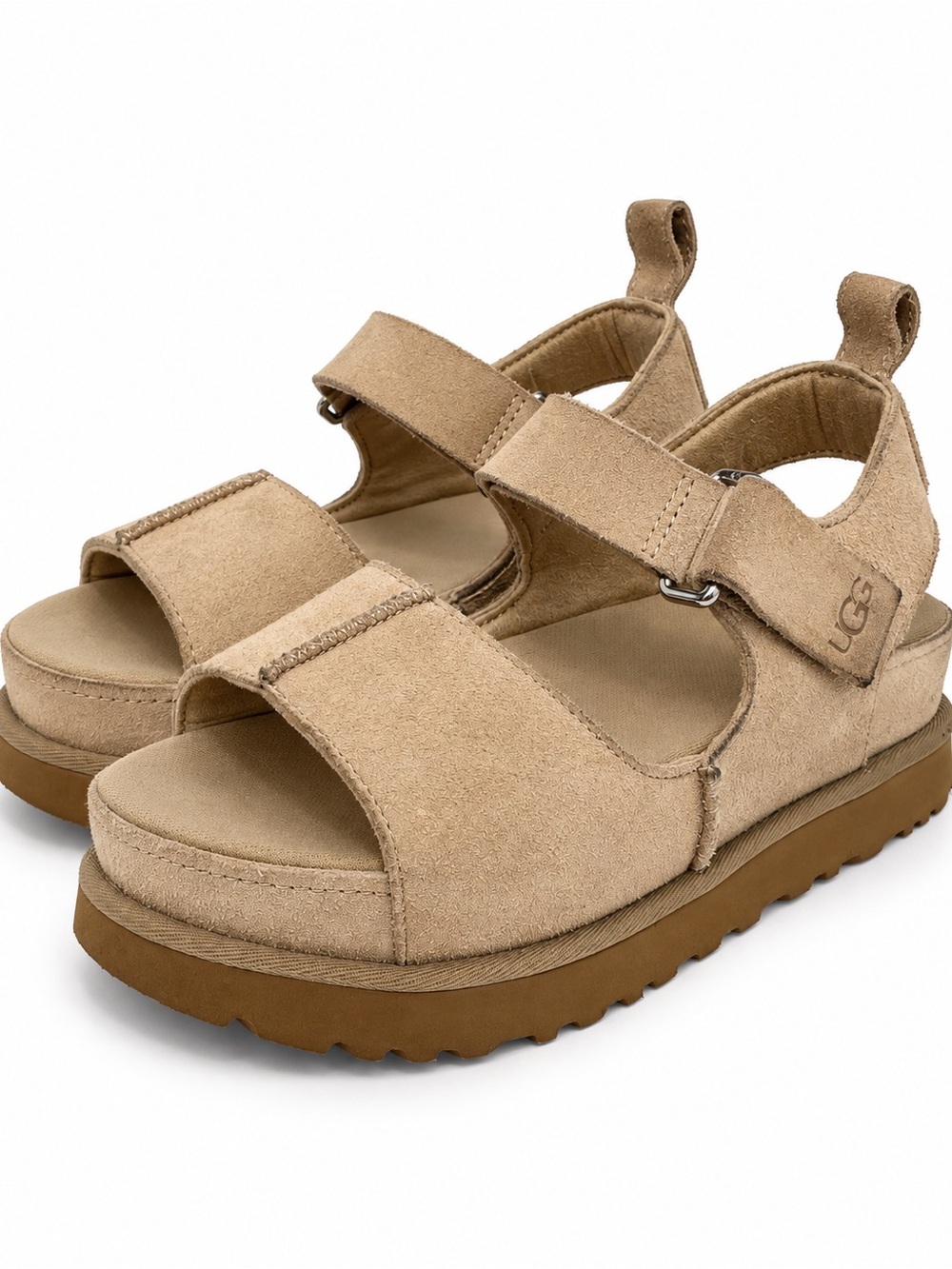 UGG Goldenstar Hi Sand Suede Platform Sandals Women’s Size 10